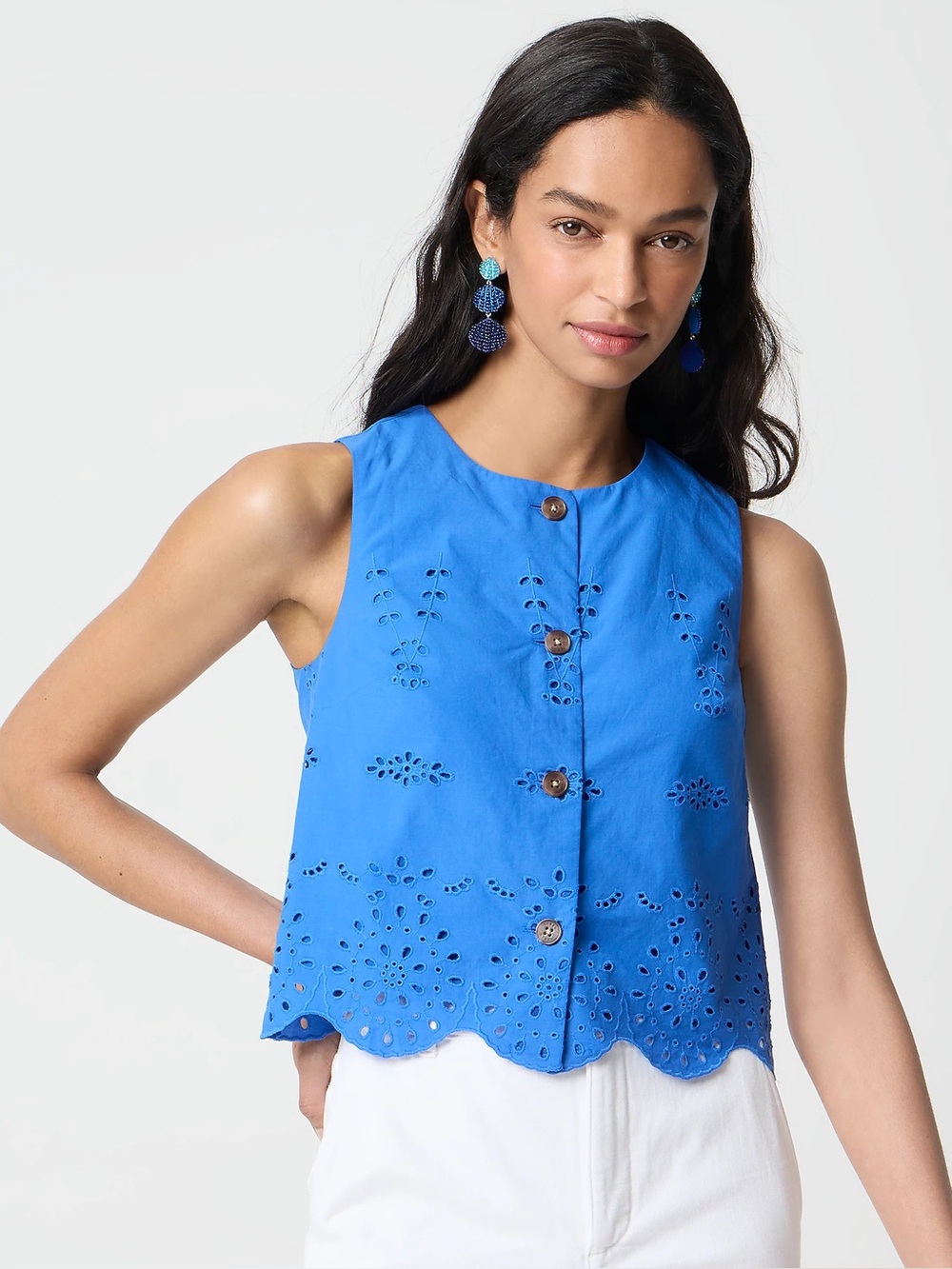 J Crew Factory Eyelet button-front shell